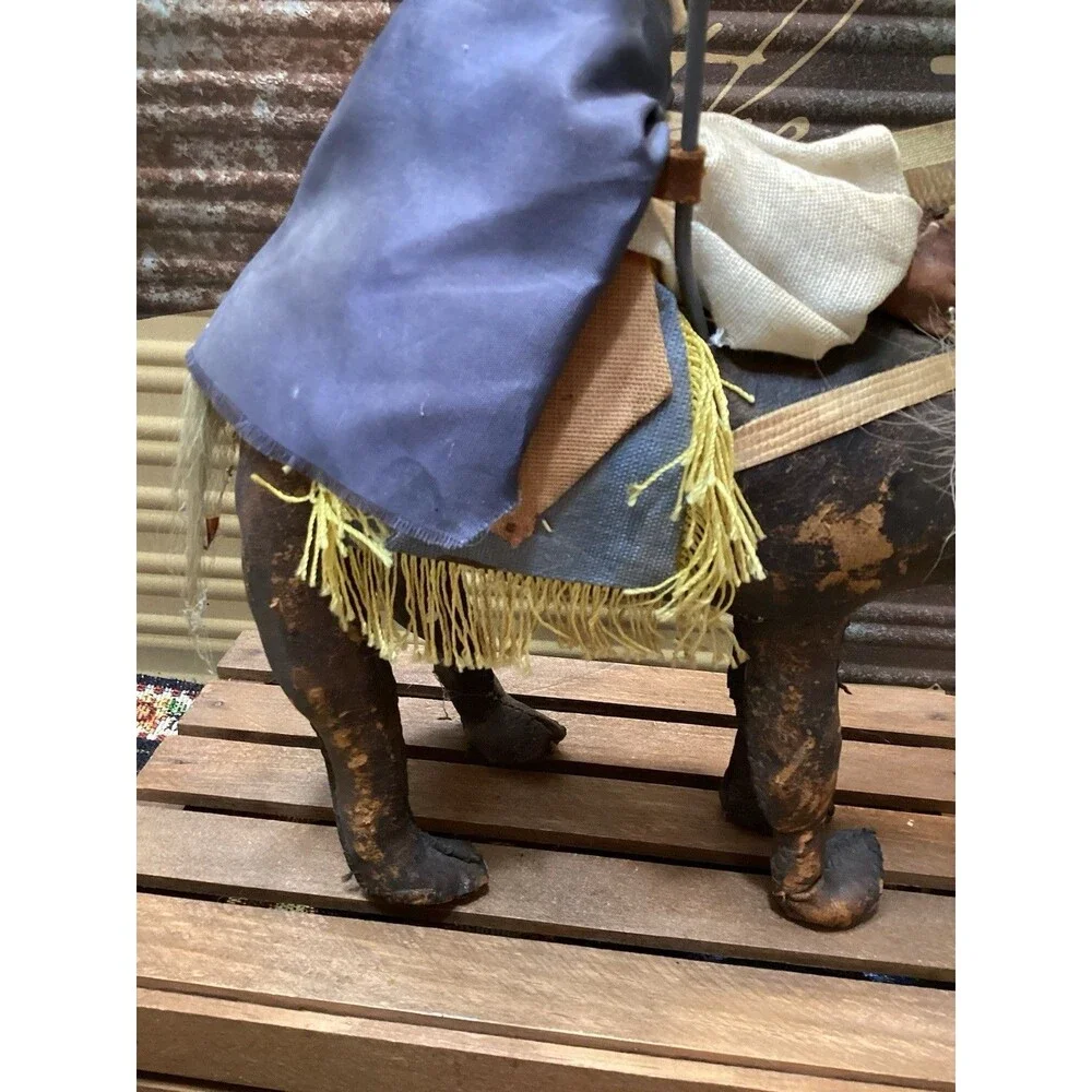 Vintage Leather & Fur Wrapped & Stitched Camel With Rider Handmade Middle East
